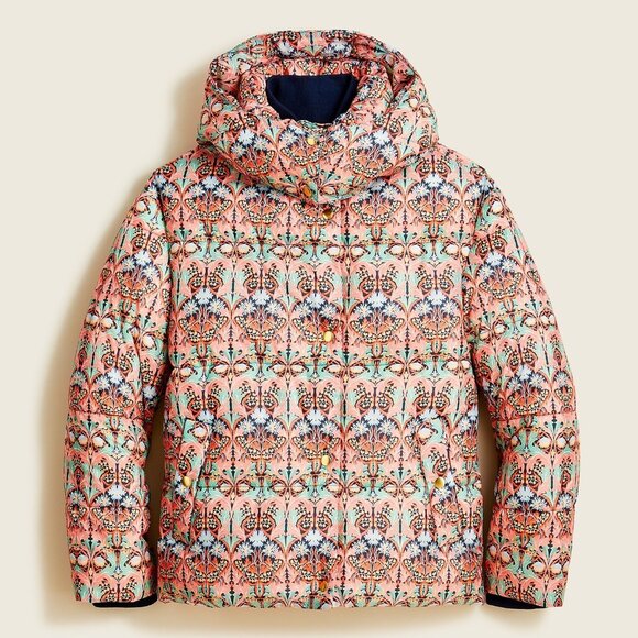 NWT J.Crew Flurry Puffer Jacket in Liberty May Nouveau Print PrimaLoft XL - Picture 1 of 7